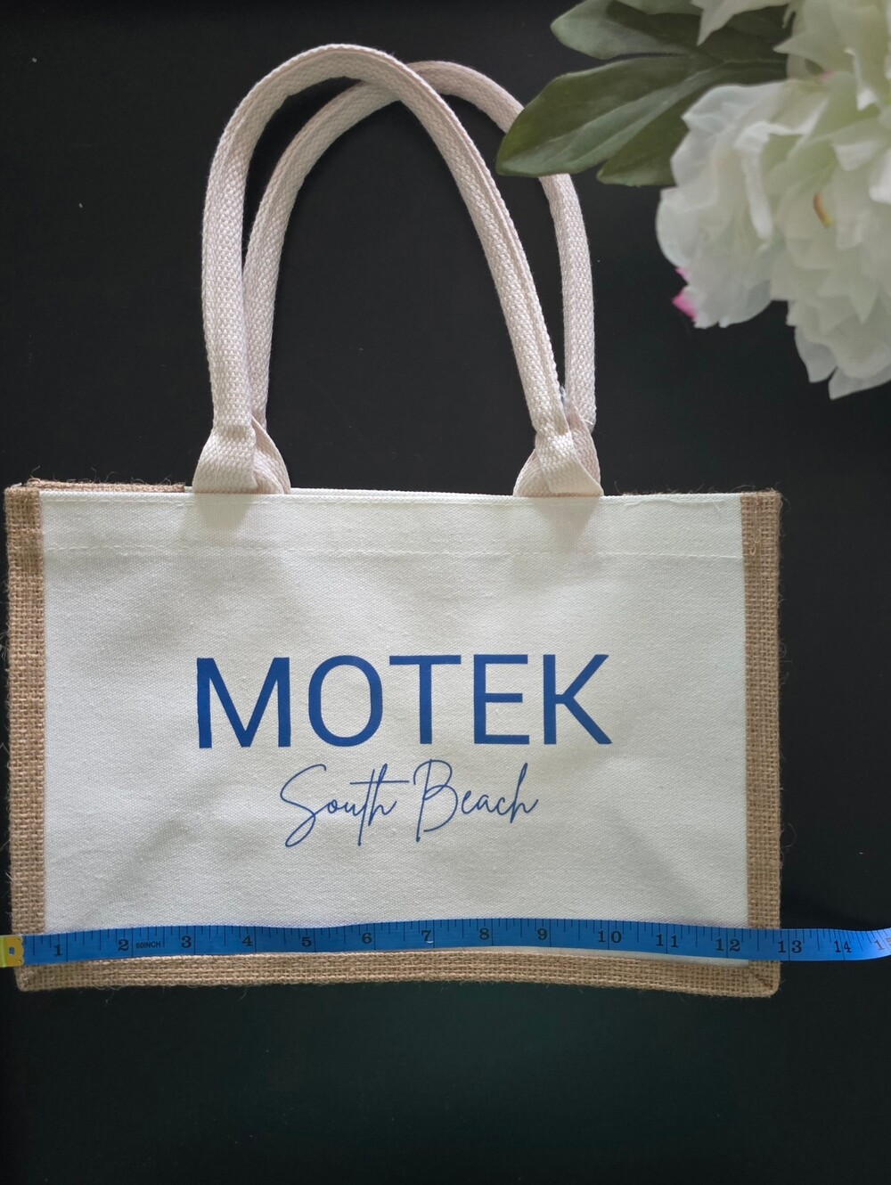 South Beach White & Blue Canvas Tote Bag
